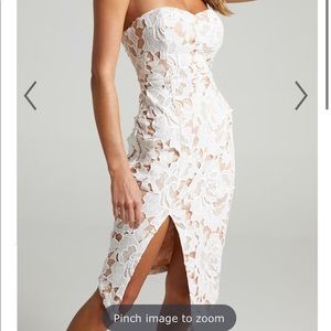 Showpo LACE TO LACE DRESS IN WHITE LACE
